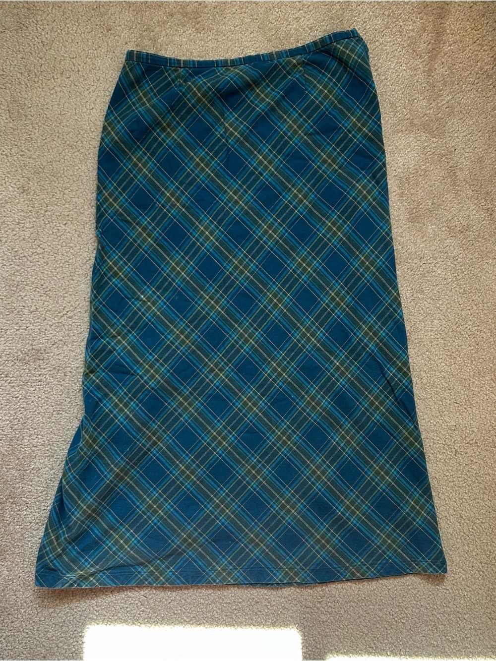 Vintage St. John's Bay Teal and Green Plaid Maxi Skirt